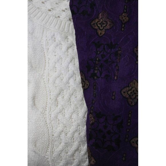 Ann Taylor Loft Coldwater Creek Womens Sweater Top White Purple Size M P14 Lot 2 - Picture 2 of 3